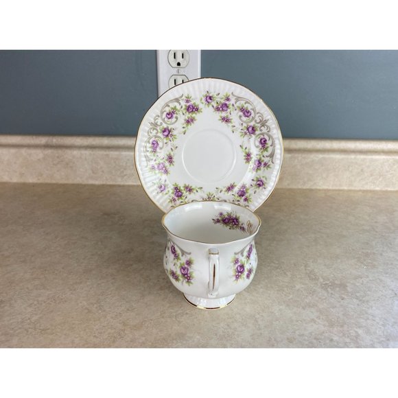 Queens Rosina Fine Bone China Purple Violet Buds Tea Cup And Saucer Set - Picture 4 of 10